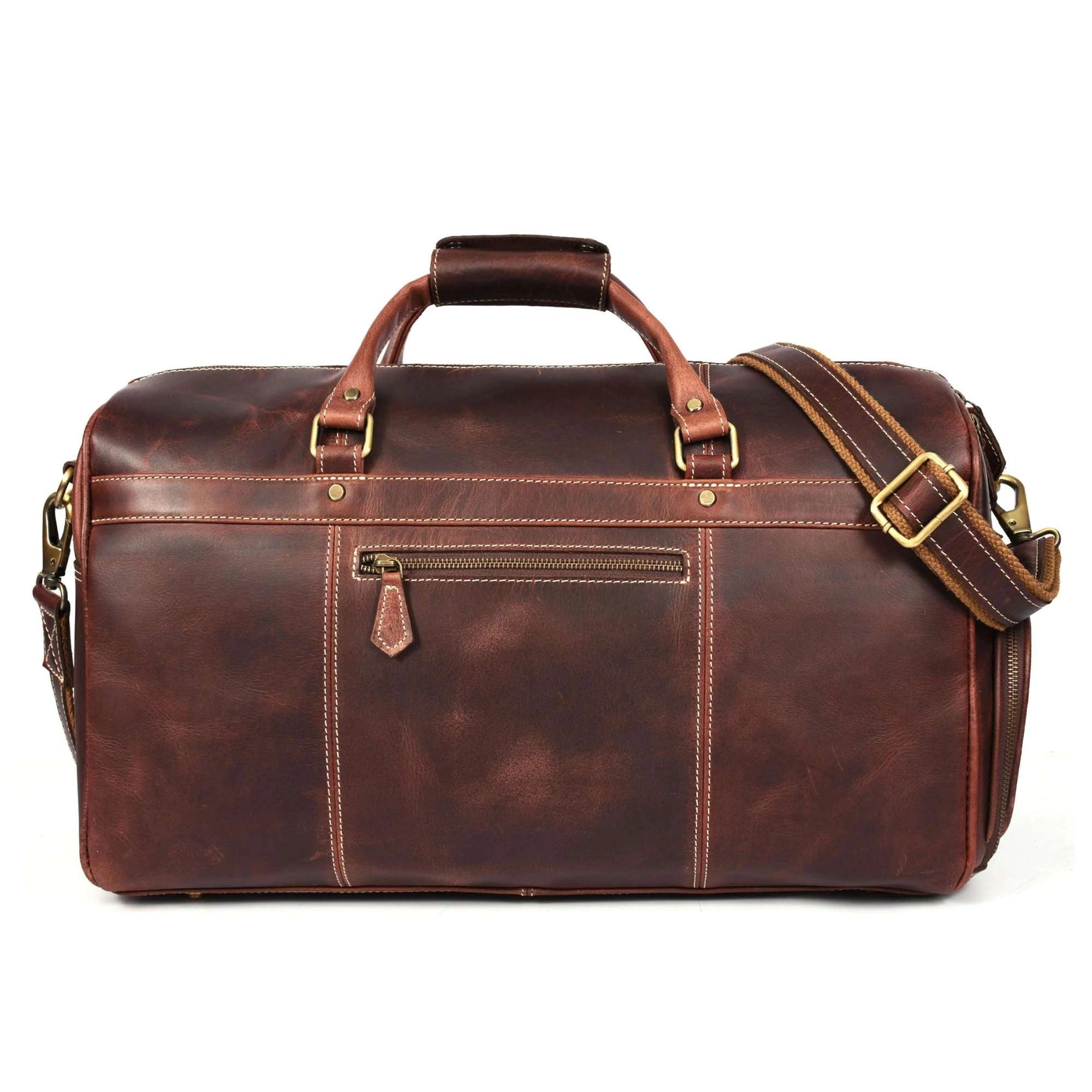 The Voyager Duffle - Brown Full-Grain Distressed Leather Duffle Bag