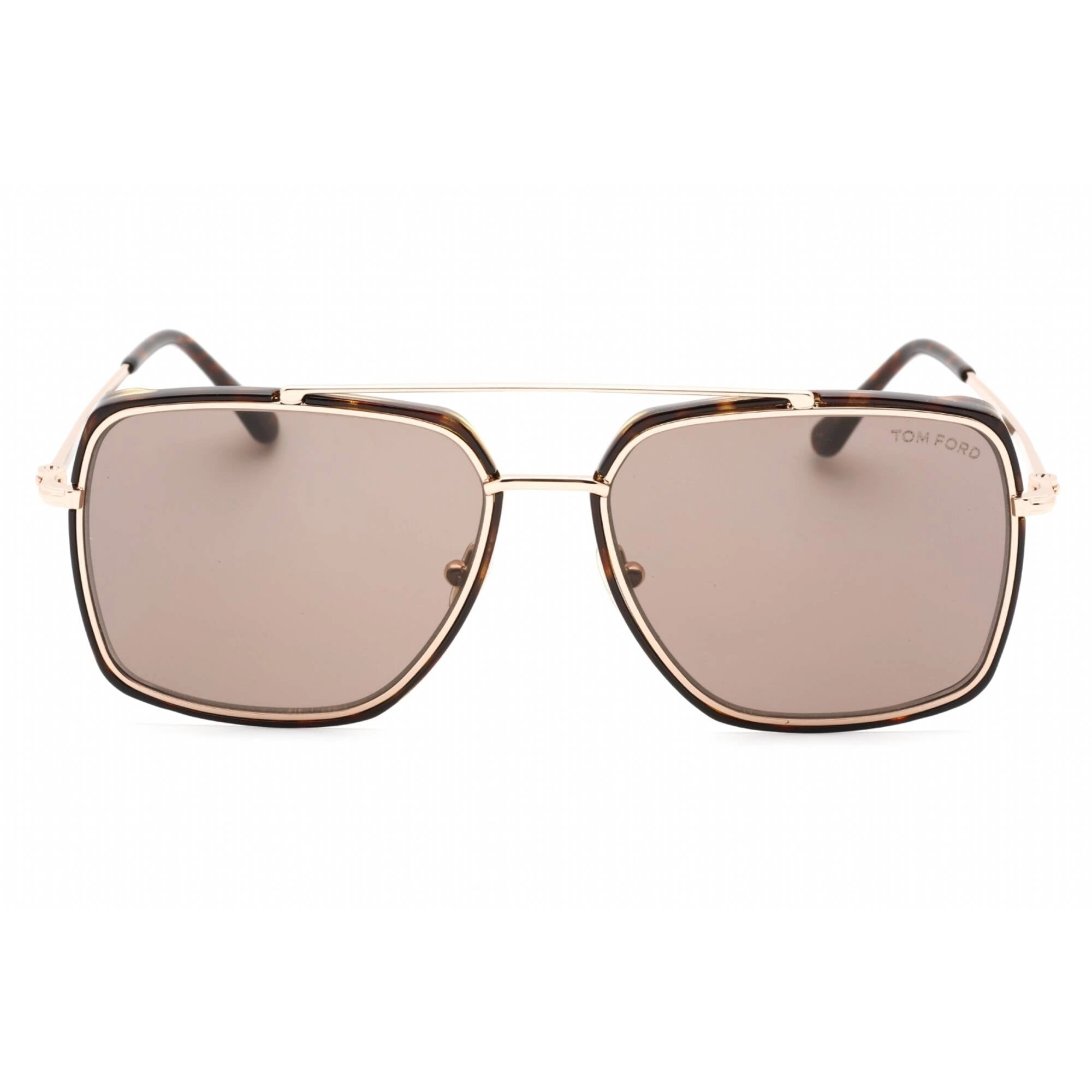 Tom Ford Men's Sunglasses - Dark Havana/Rose Gold Metal Pilot Frame | FT0750 52J