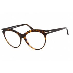 Tom Ford Women's Eyeglasses - Dark Havana Plastic Round Shape Frame | FT5827-B 052