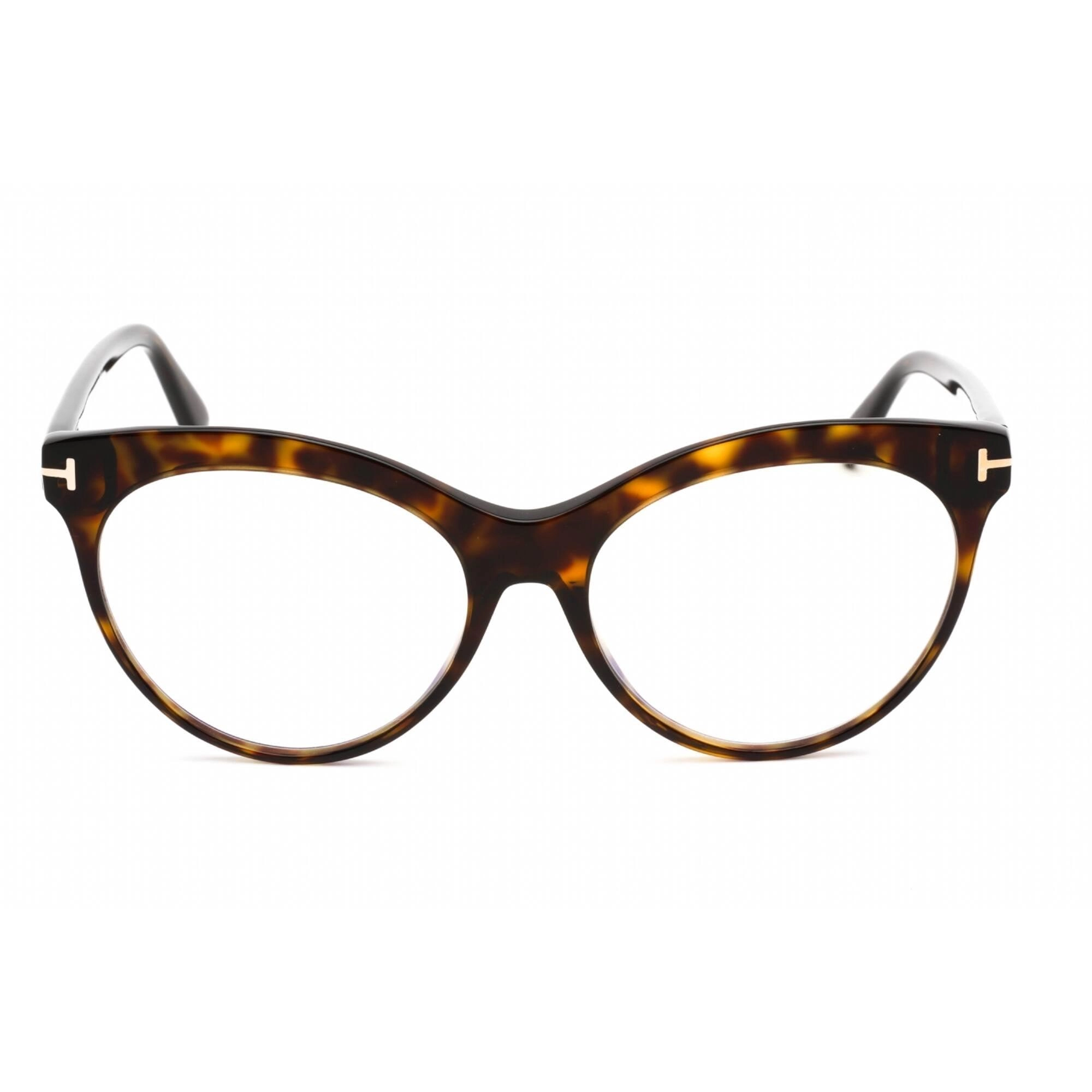 Tom Ford Women's Eyeglasses - Dark Havana Plastic Round Shape Frame | FT5827-B 052