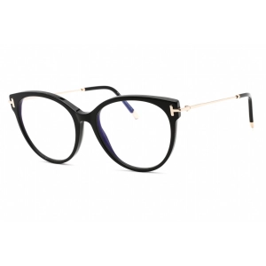 Tom Ford Women's Eyeglasses - Full Rim Shiny Black Plastic Round Frame | FT5770-B 001