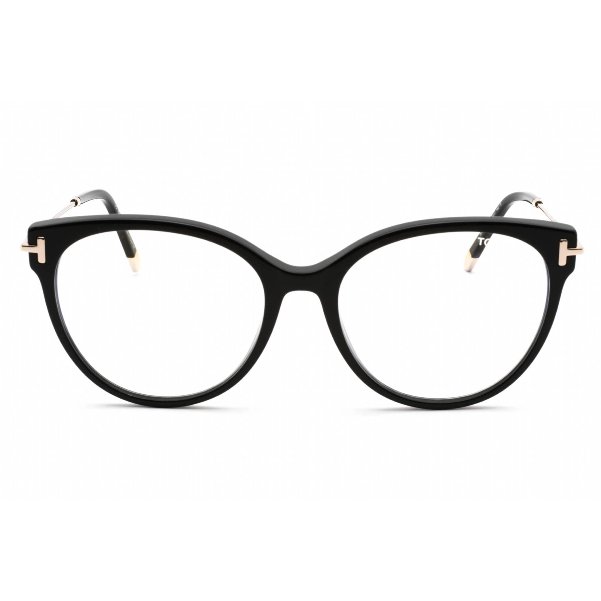 Tom Ford Women's Eyeglasses - Full Rim Shiny Black Plastic Round Frame | FT5770-B 001