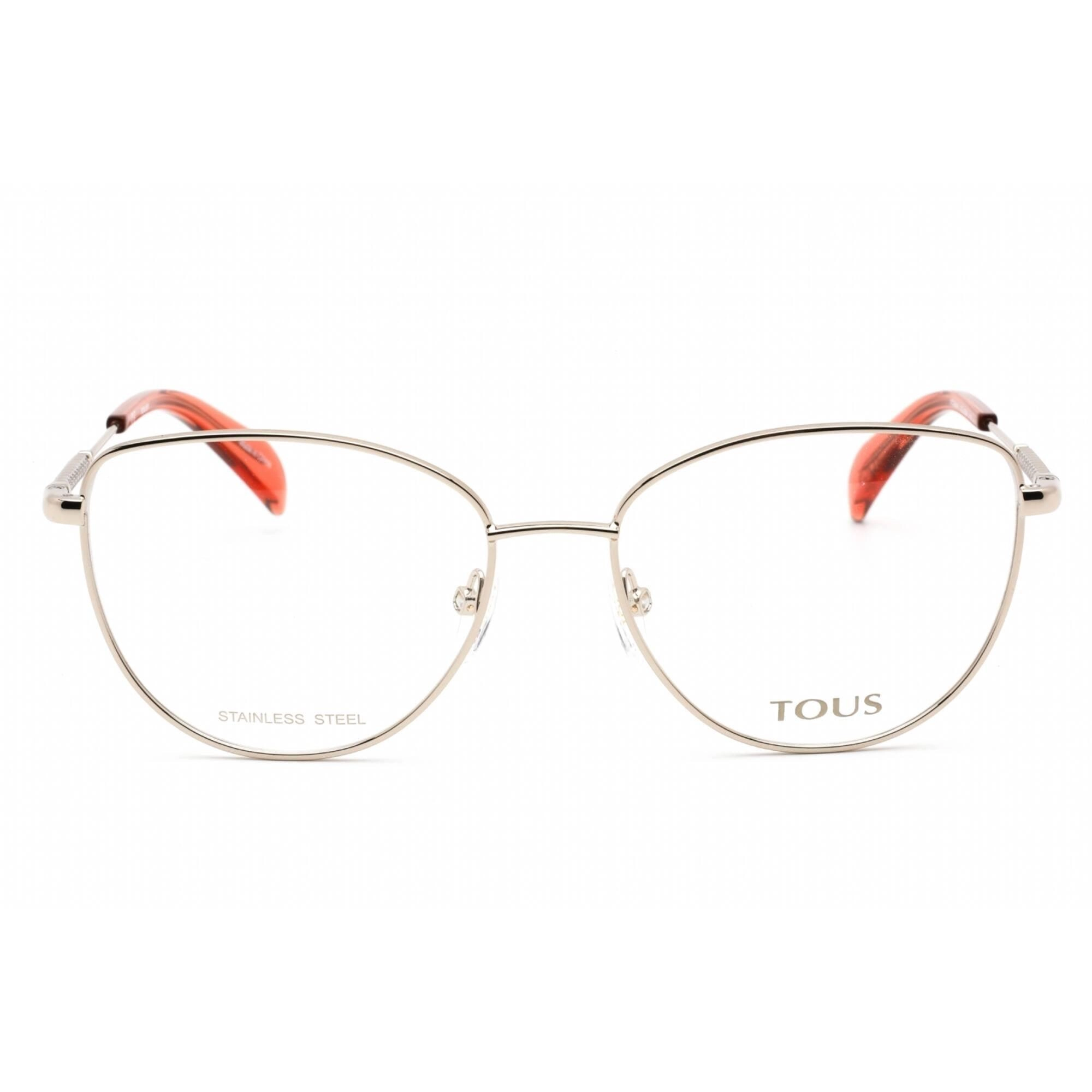 Tous Women's Eyeglasses - Full Rim Shiny Light Gold Metal Cat Eye Frame | VTO434V 0594