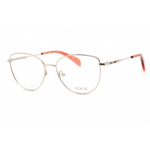 Tous Women's Eyeglasses - Full Rim Shiny Light Gold Metal Cat Eye Frame | VTO434V 0594
