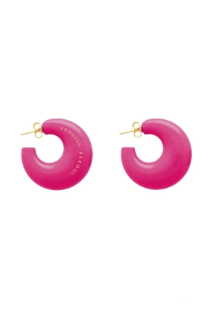 Vanessa Baroni Moon Earring - Fuschia