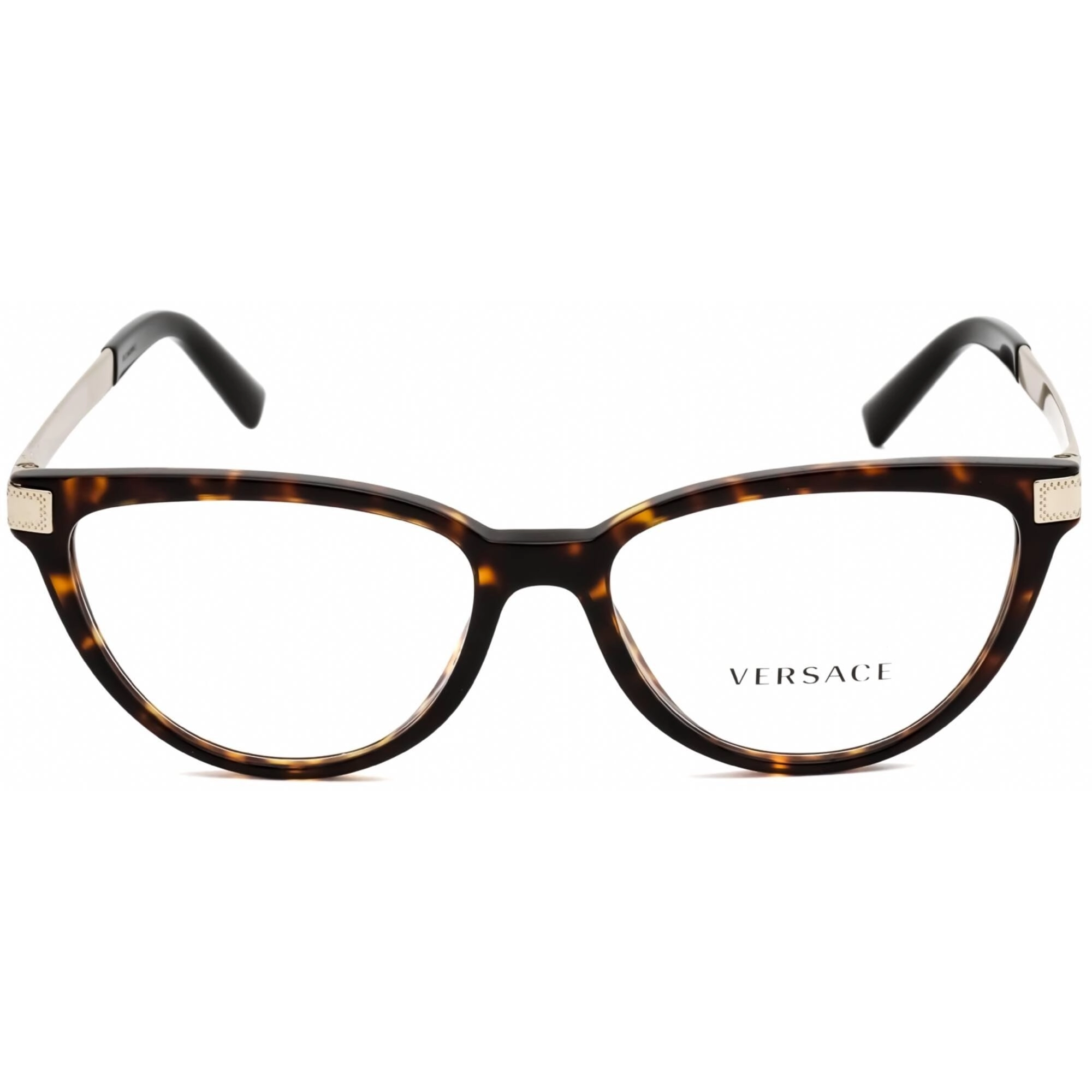 Versace Women's Eyeglasses - Clear Demo Lens Havana Plastic Cat Eye Frame | VE3271 108