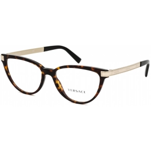 Versace Women's Eyeglasses - Clear Demo Lens Havana Plastic Cat Eye Frame | VE3271 108