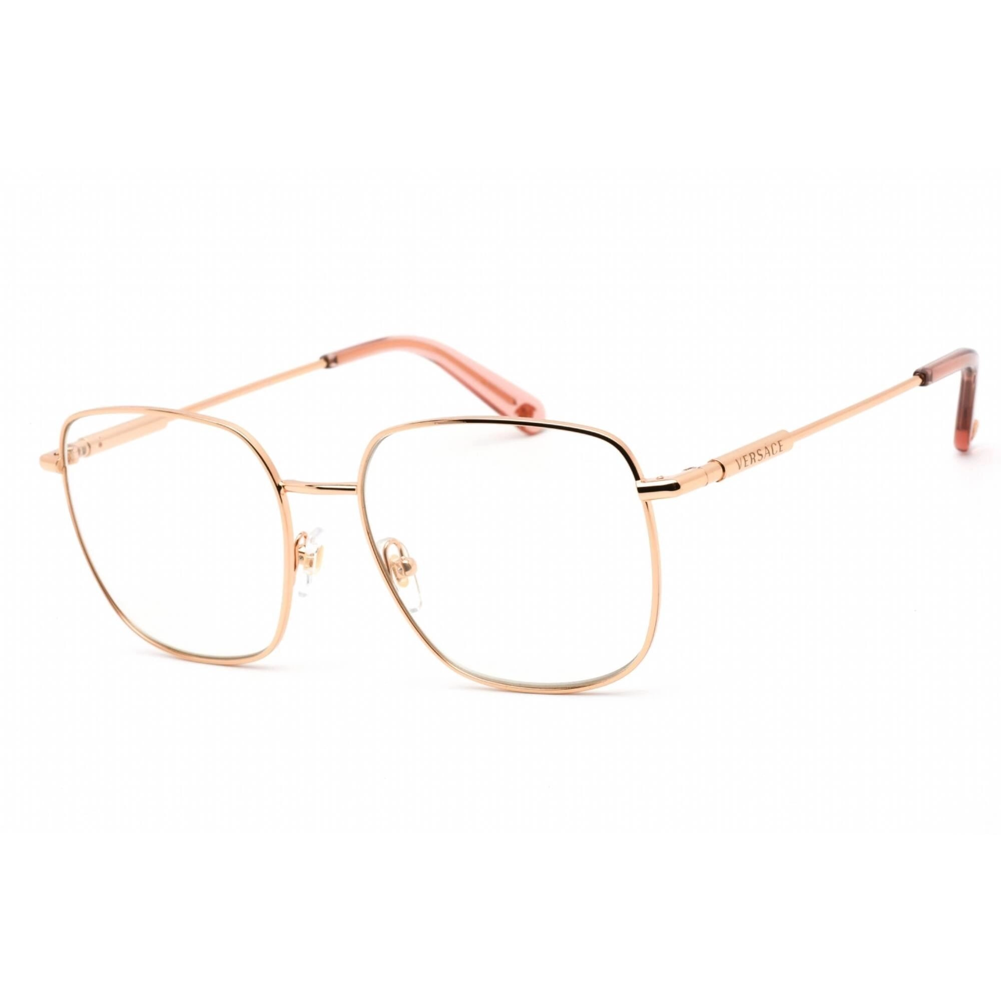 Versace Women's Eyeglasses - Clear Lens Rose Gold Metal Square Frame | 0VE1281 1412