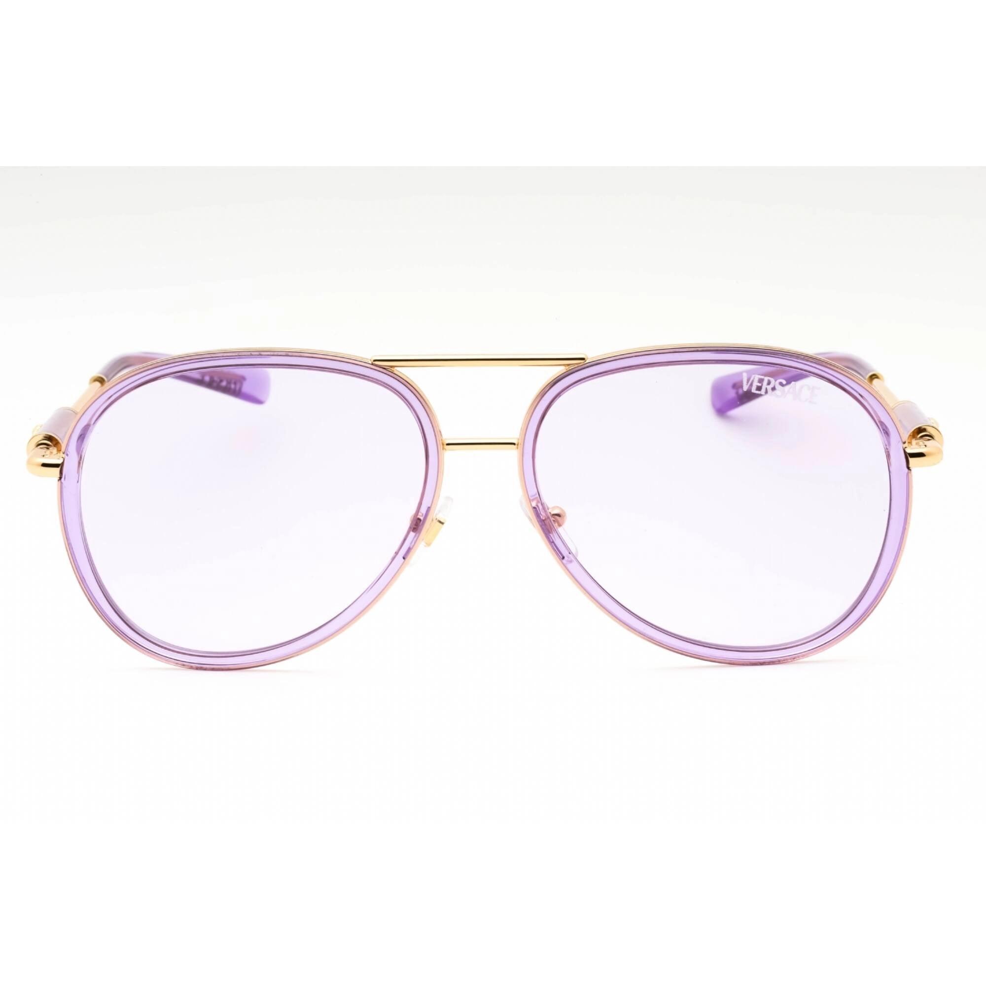 Versace Women's Sunglasses - Transparent Lilac/Gold Aviator Frame | 0VE2260 10021A