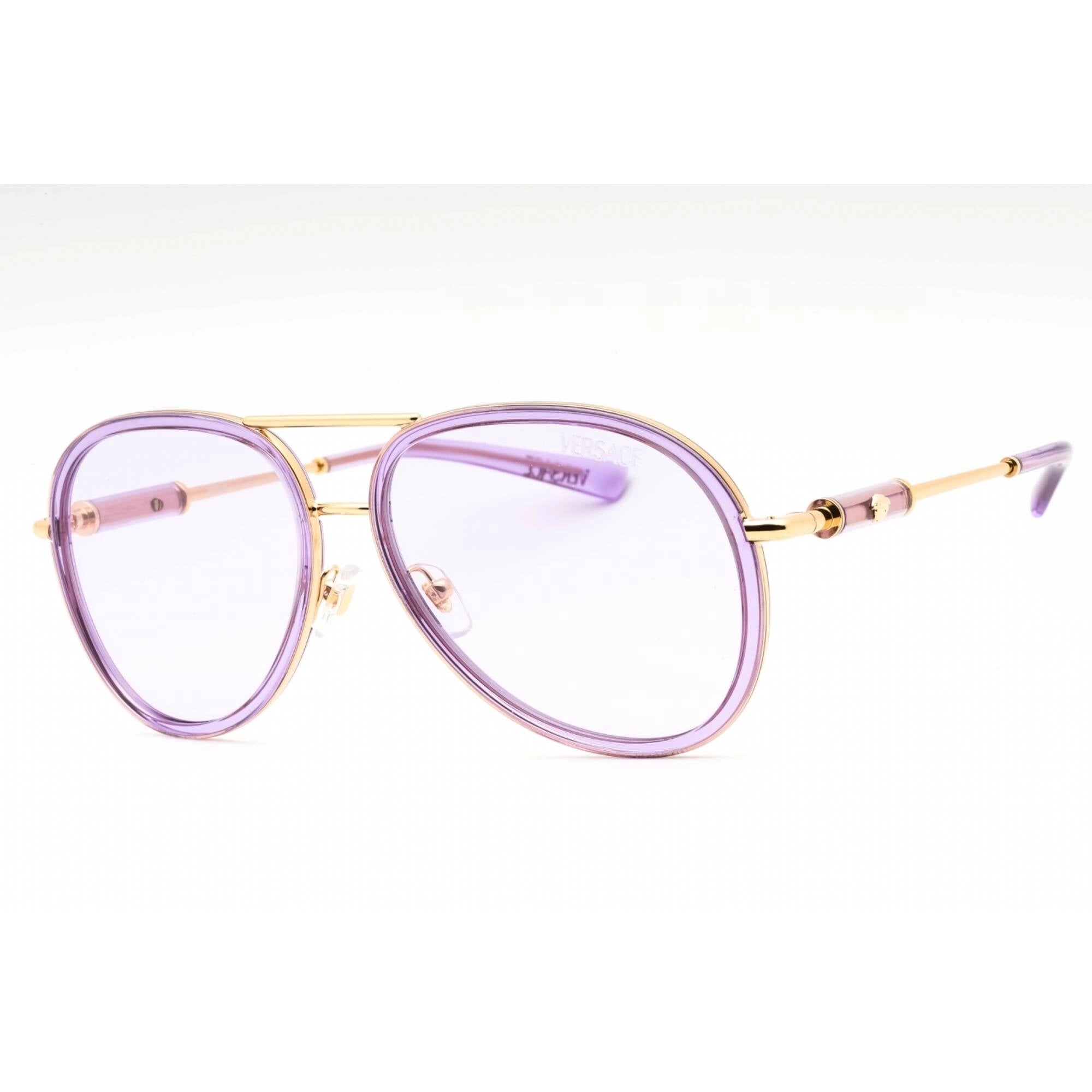 Versace Women's Sunglasses - Transparent Lilac/Gold Aviator Frame | 0VE2260 10021A