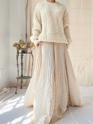 Vintage Irish Waffle Knit Pullover - L