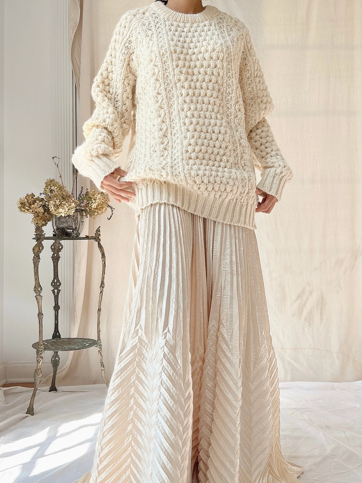 Vintage Irish Waffle Knit Pullover - L