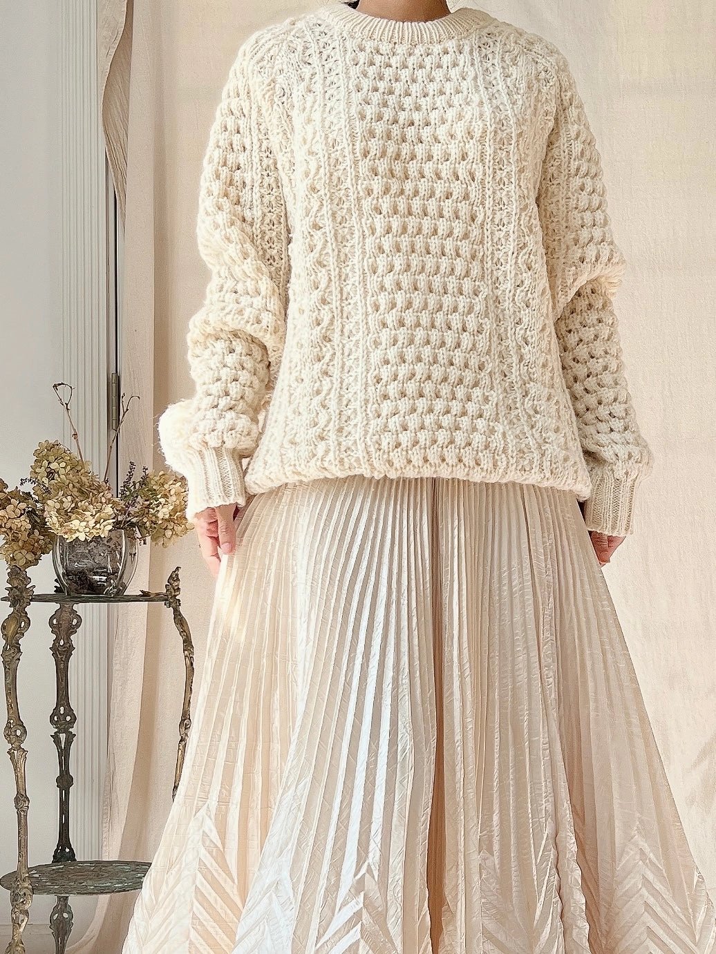 Vintage Irish Waffle Knit Pullover - L