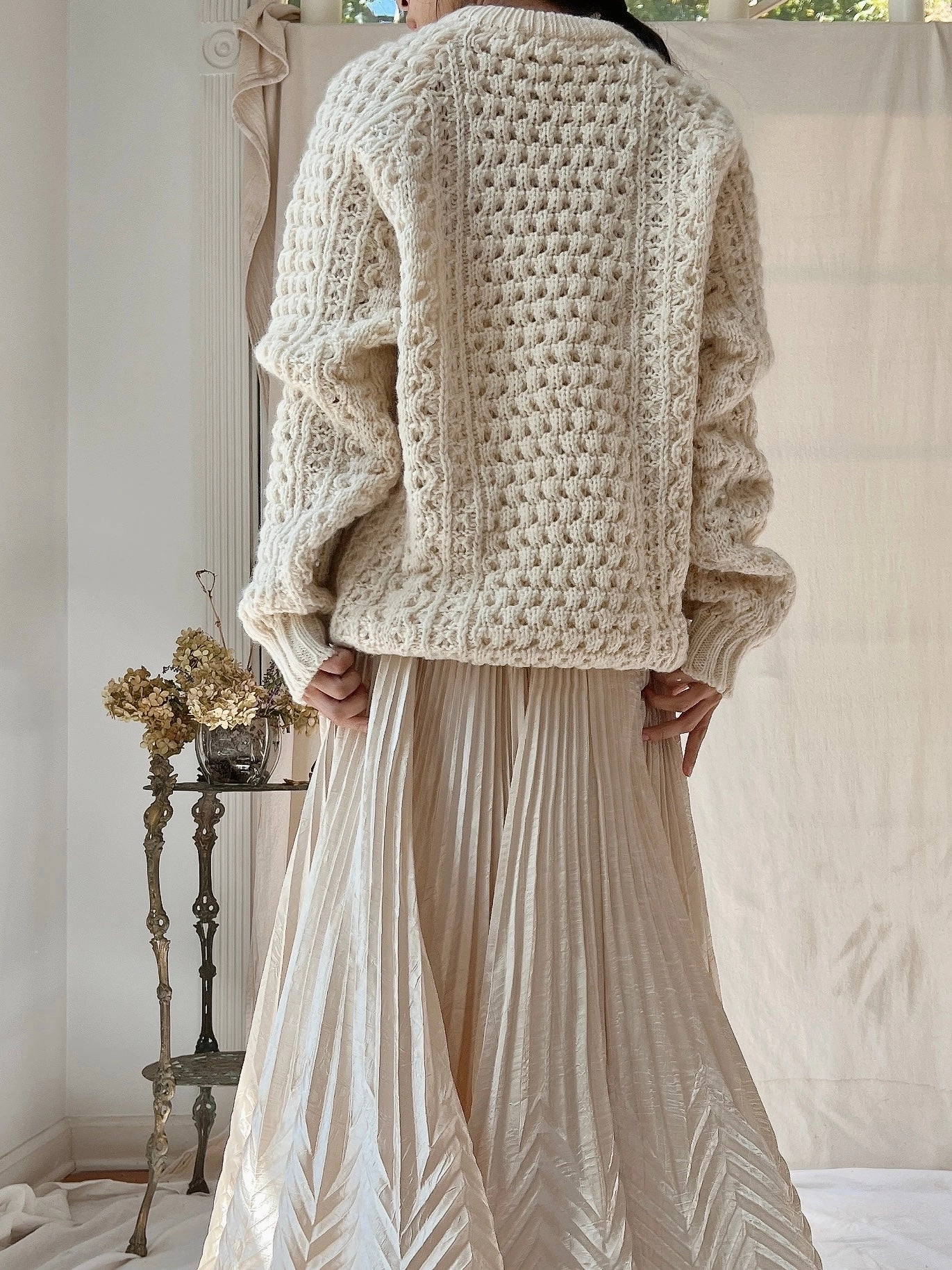 Vintage Irish Waffle Knit Pullover - L