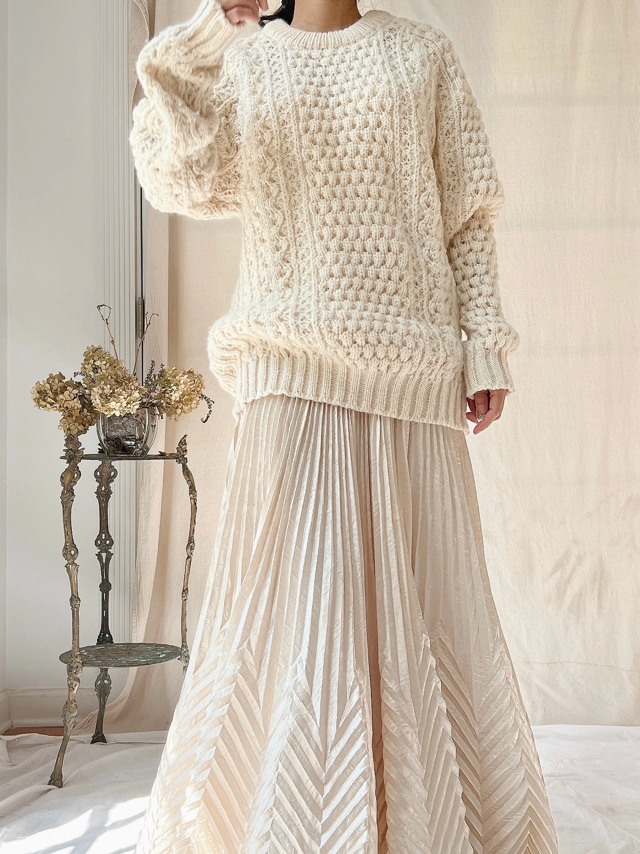 Vintage Irish Waffle Knit Pullover - L