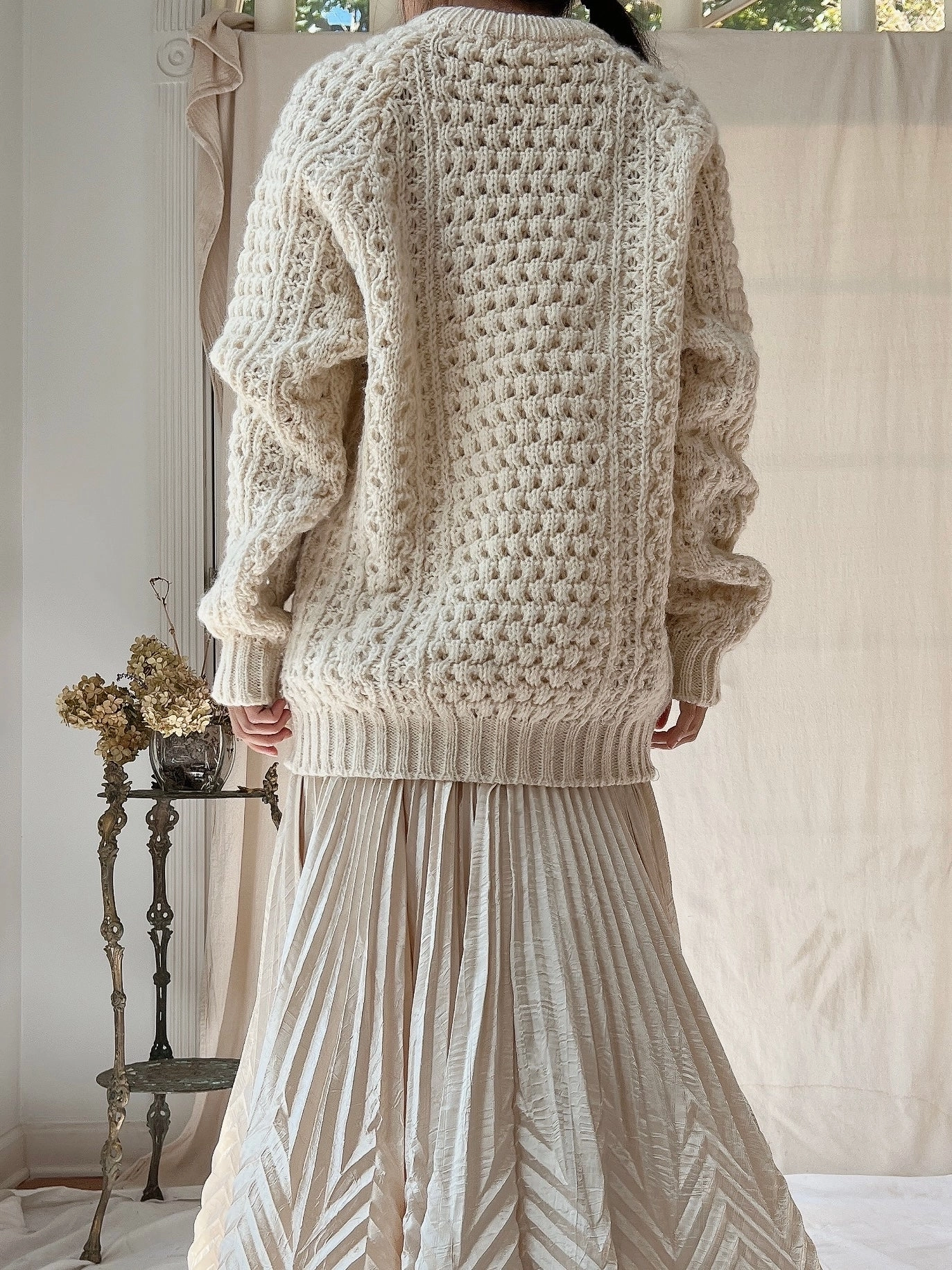 Vintage Irish Waffle Knit Pullover - L