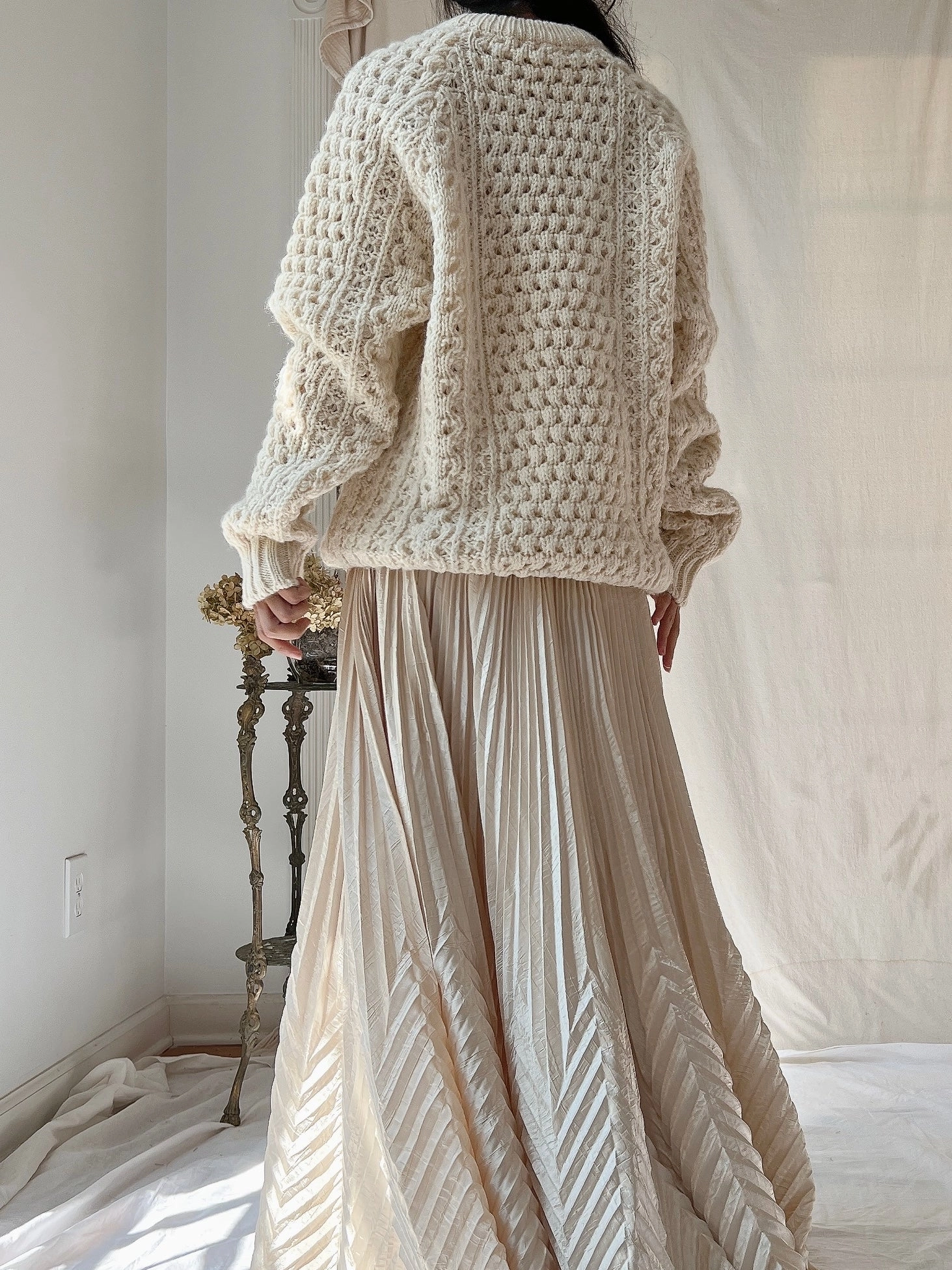 Vintage Irish Waffle Knit Pullover - L