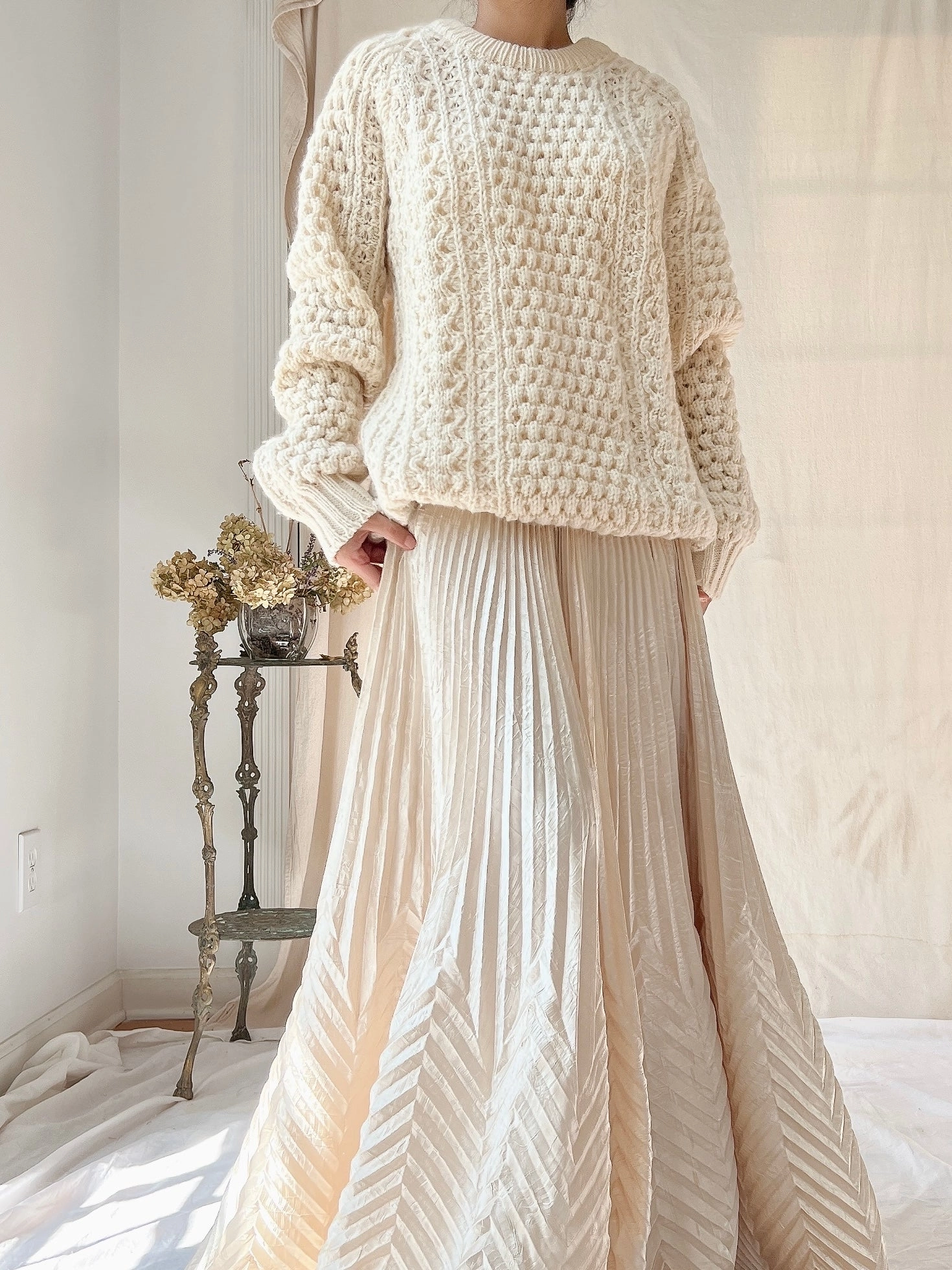 Vintage Irish Waffle Knit Pullover - L