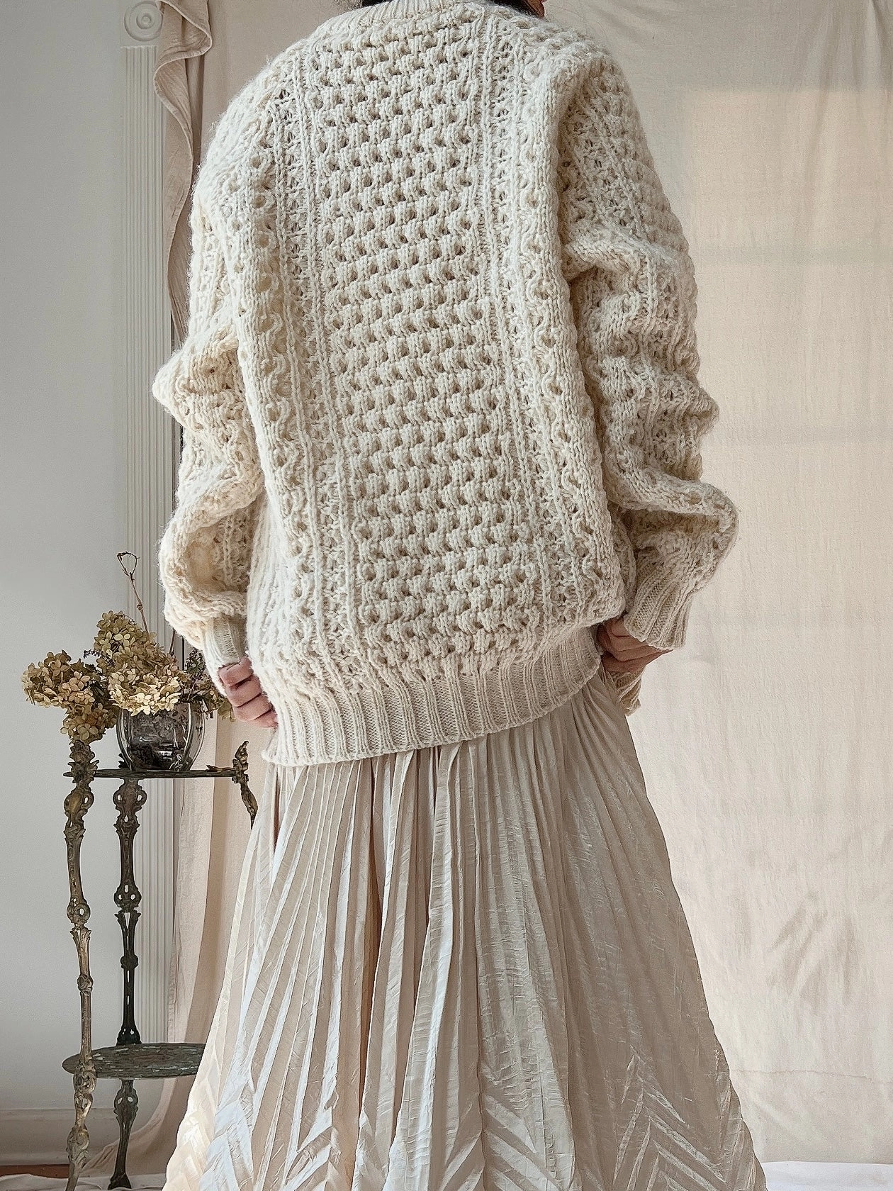 Vintage Irish Waffle Knit Pullover - L