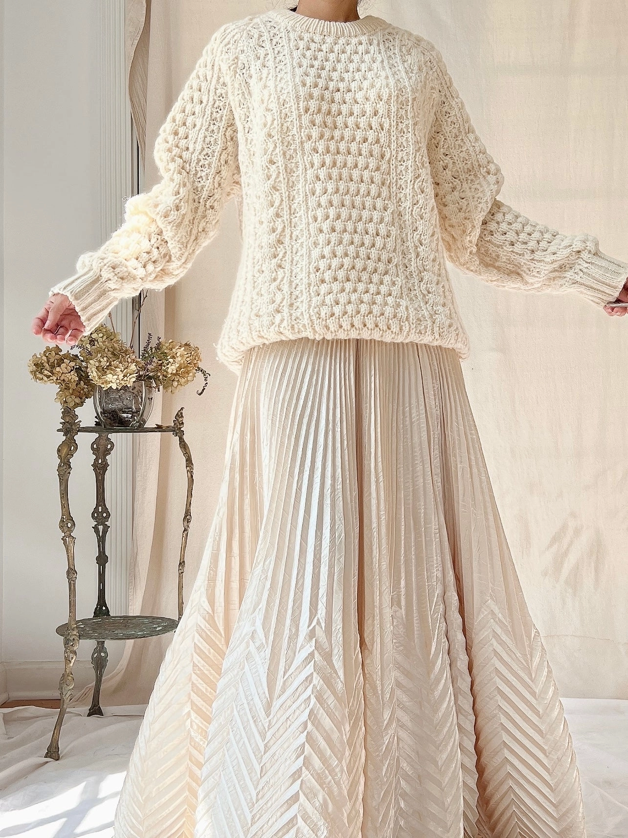 Vintage Irish Waffle Knit Pullover - L