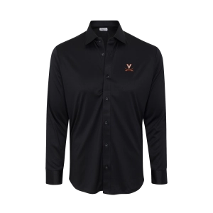 Virginia Quattro Flex Dress Shirt with Semi-Spread Collar Black