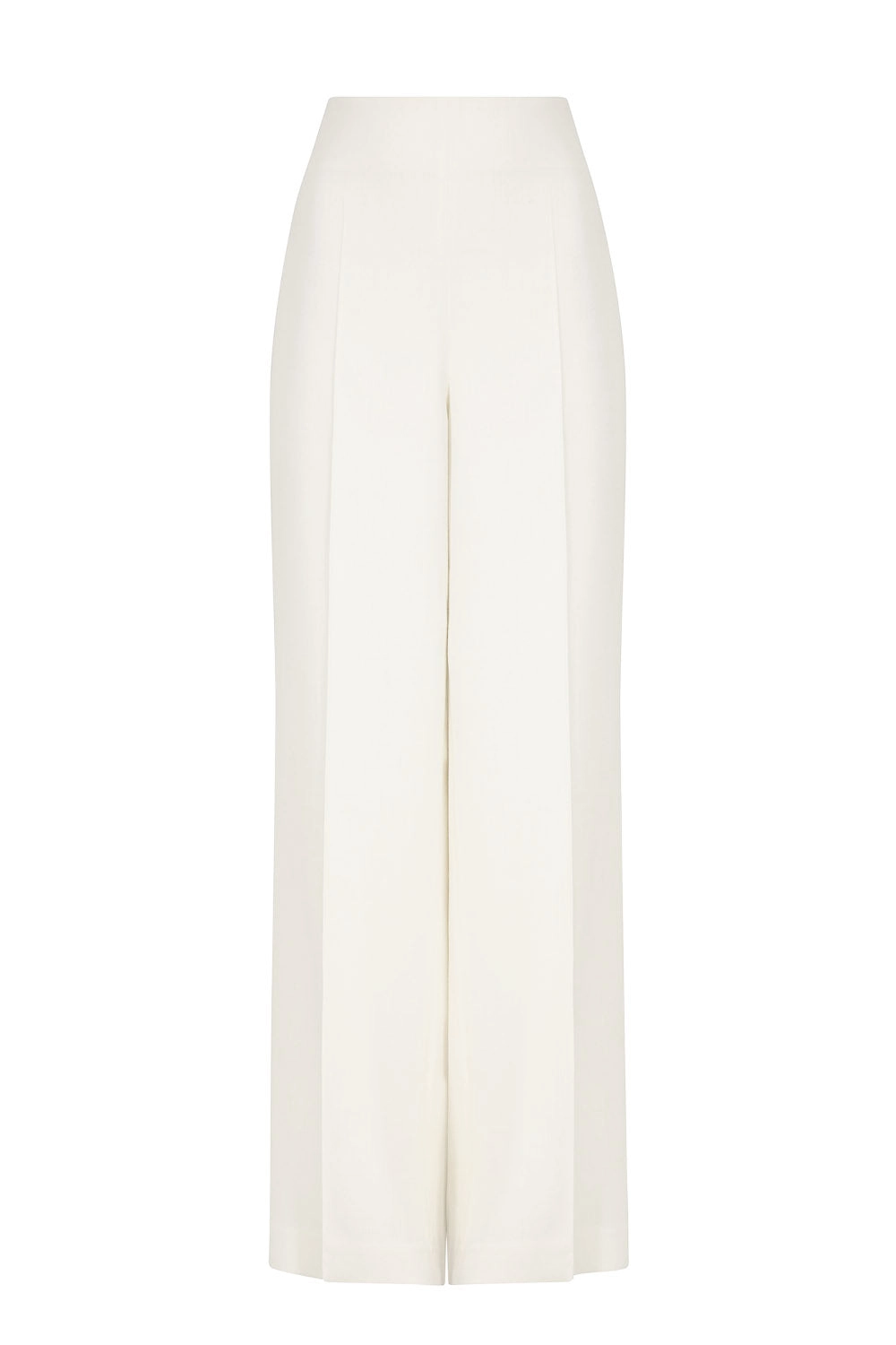 Wide Leg Trousers in Plain Ivory Faille - Paloma
