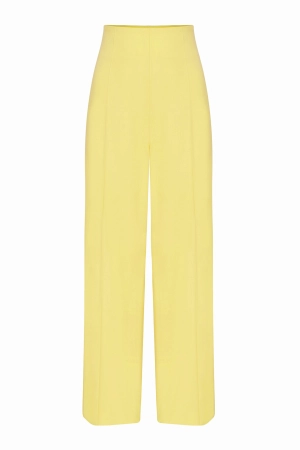 Wide Leg Trousers in Plain Summer Yellow - Paloma
