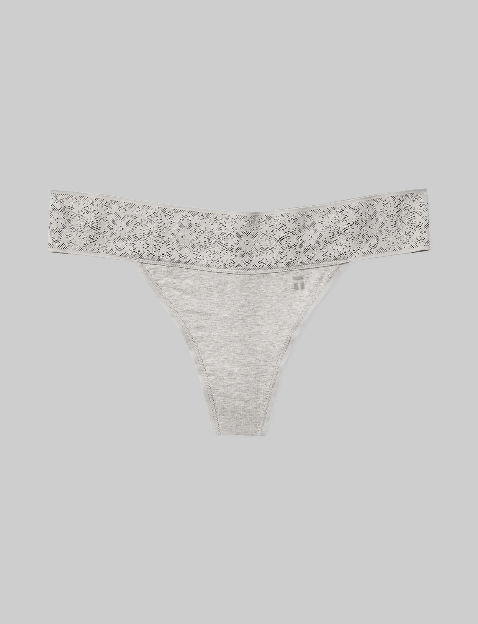 Women's Cool Cotton Thong, Lace Waist