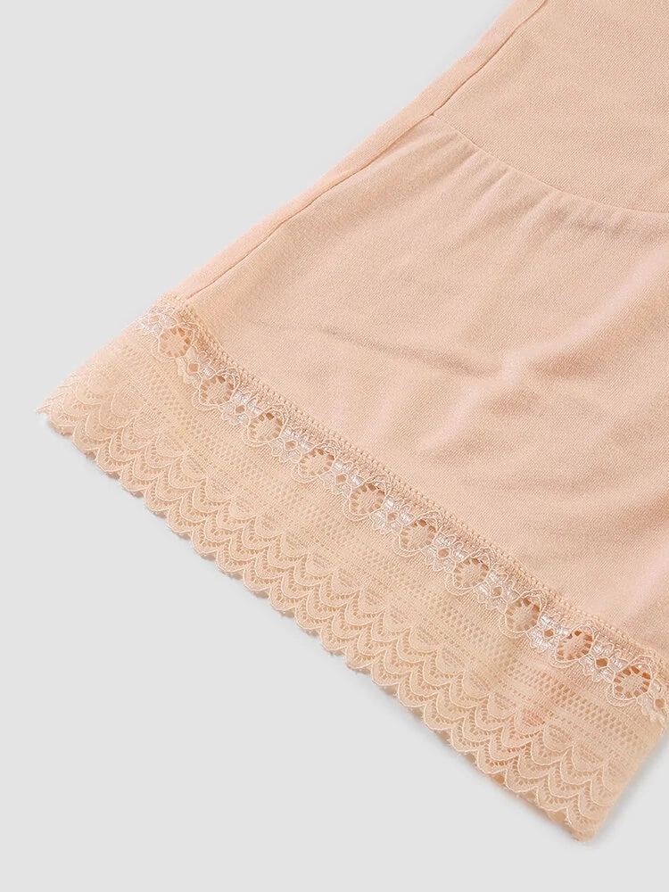 Zip Pocket Lace-Trimmed Leggings Safety Boyshorts