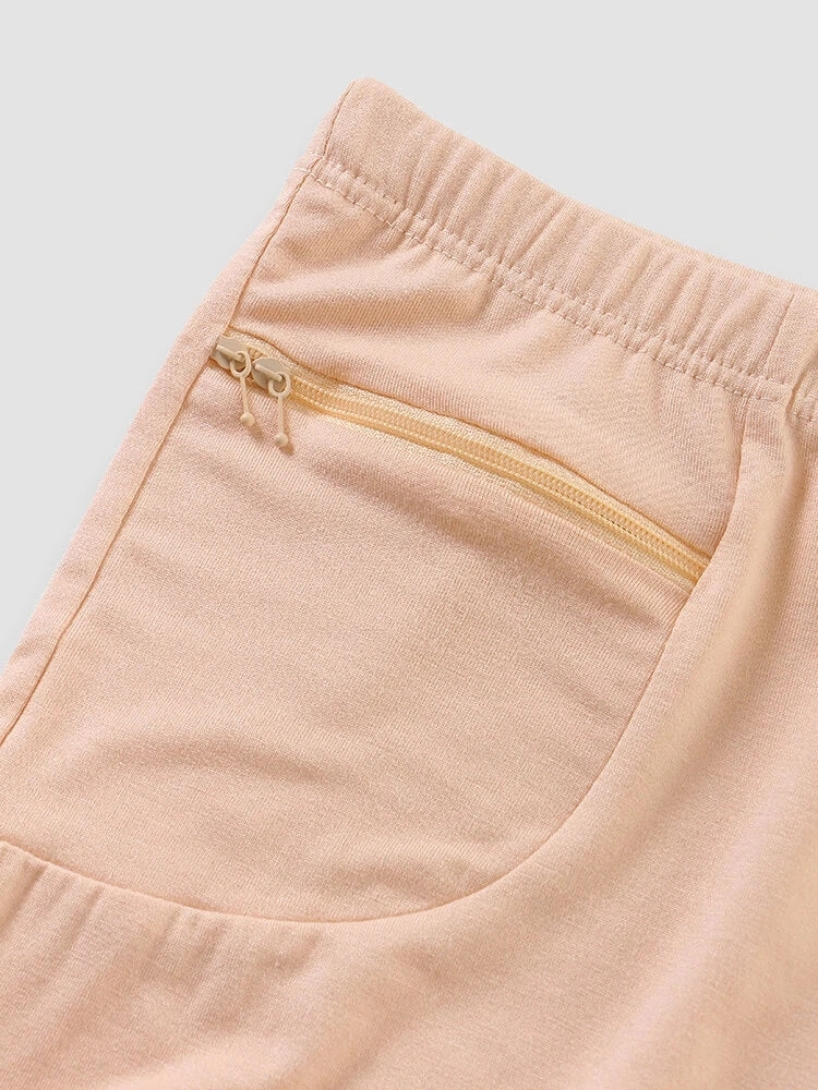 Zip Pocket Lace-Trimmed Leggings Safety Boyshorts
