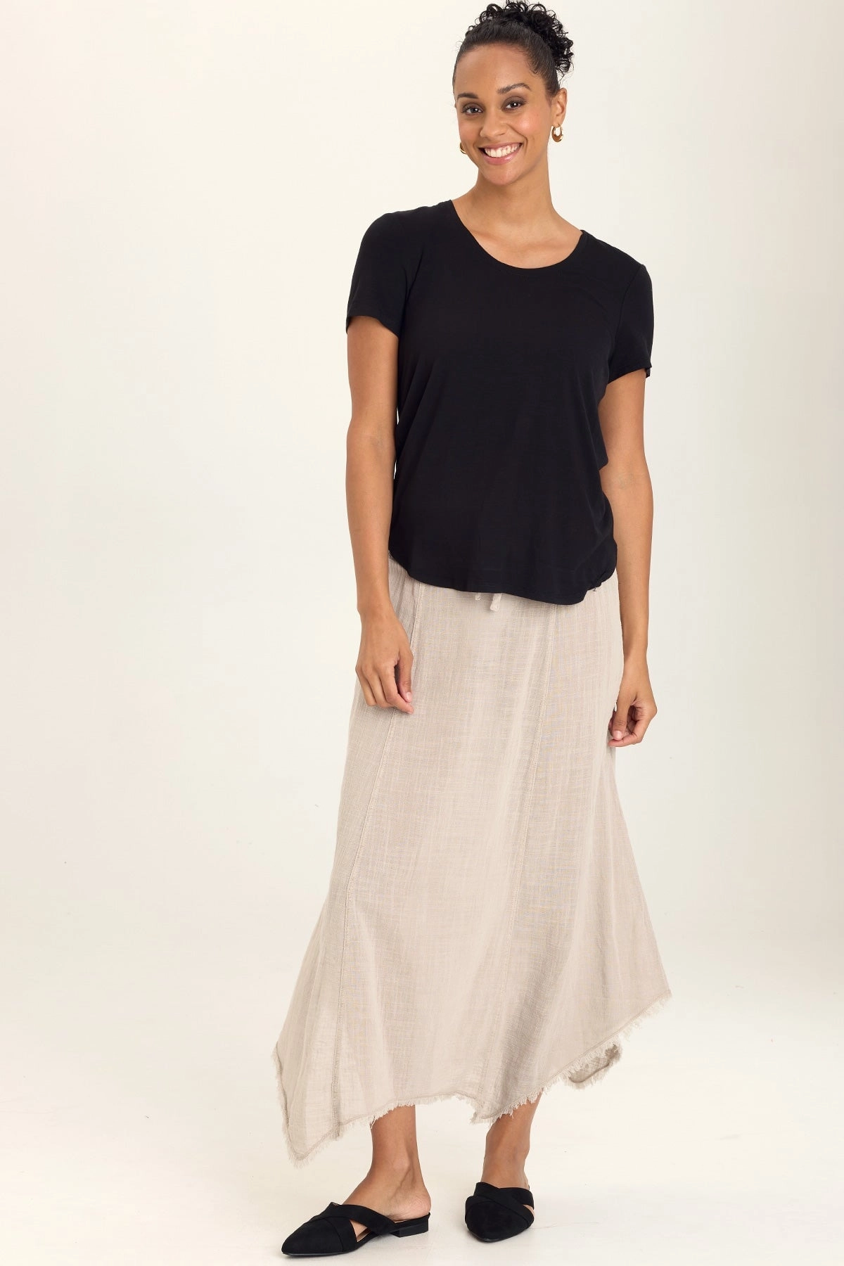 Zuri Gauze Handkerchief Casual Midi Skirt